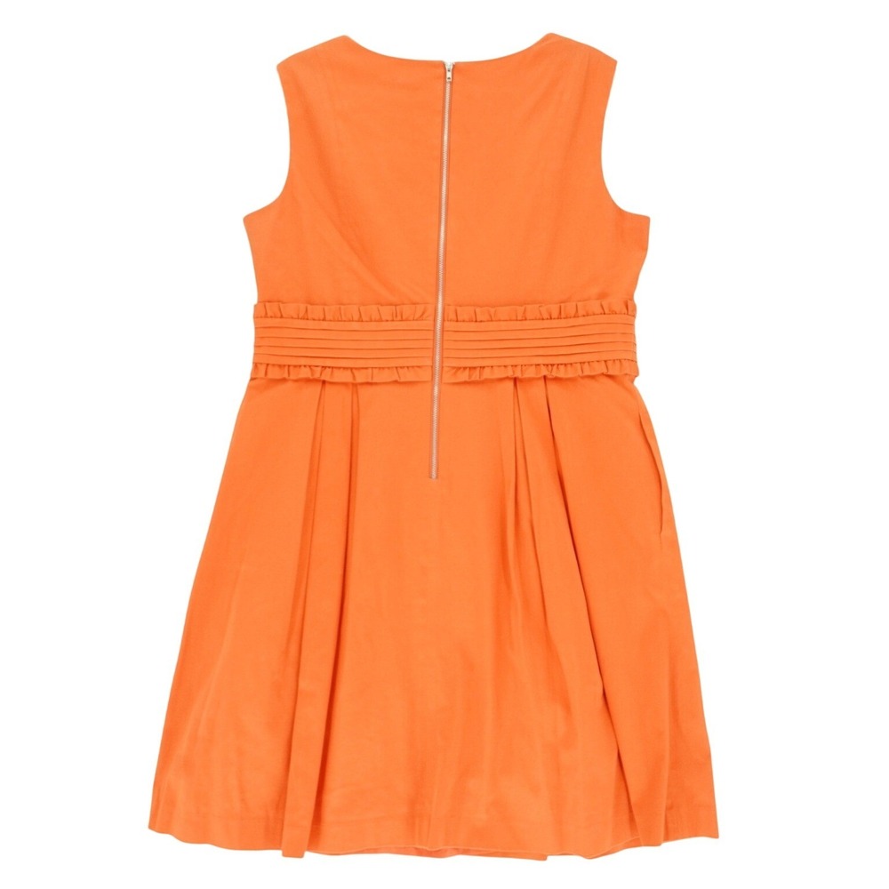 Alex Marie Orange Sleeveless V-Neck A-line Dress 16 Ruffled Waist Accent - Picture 2 of 11